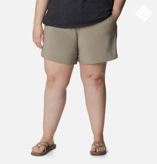 Women's Columbia Bogata Bay Stretch Shorts Khaki | Plus Size CA-OL503